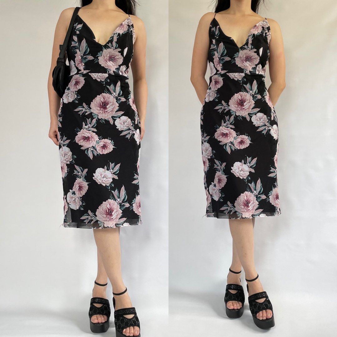 Charlotte russe black floral dress sale