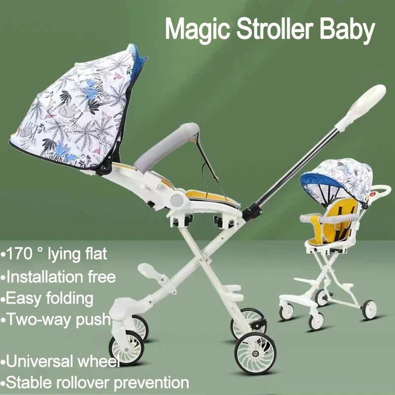 Check out Magic Stroller Baby 2 Way Facing With Sunboard 4 Wheels 360 Rotating Adjustment Foldable Stroller Kids Lipat Murah 17290 at 45 off