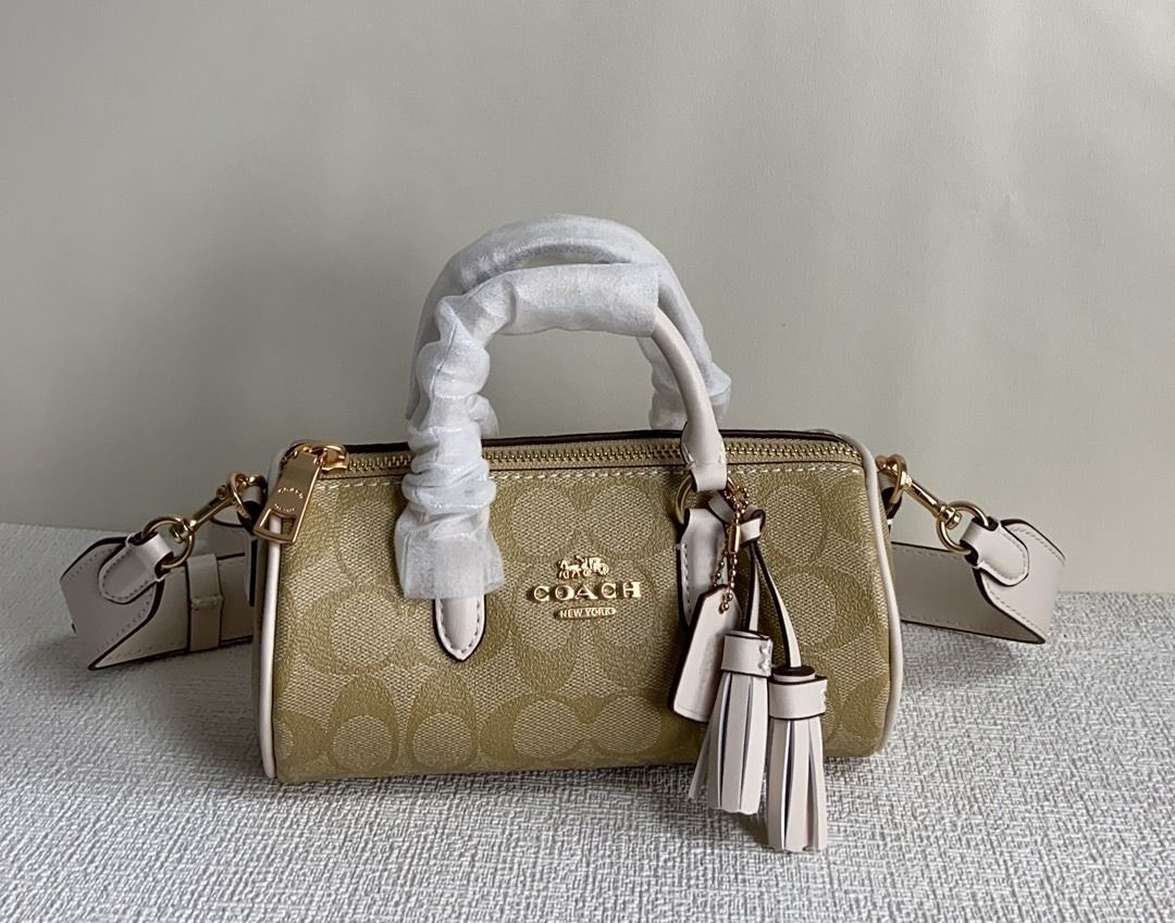 CK689 LACEY Retro College Contrast Color Pen Holder Boston Bag New Color Black Coffee Glacier White Shoulder Bag Side Bag Women s Bag