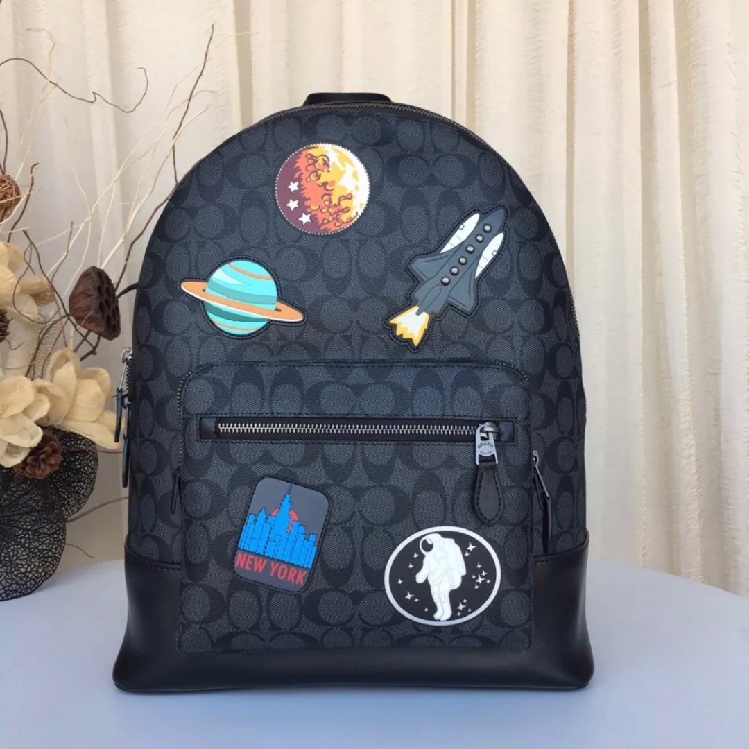 Coach West Backpack in Signature Canvas with Space Patches