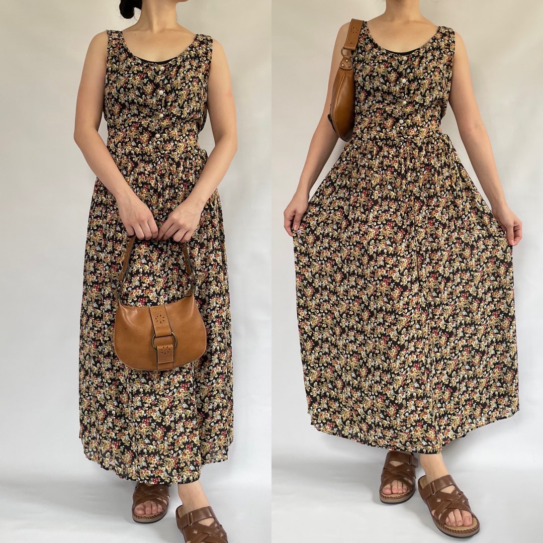 CONTEMPO CASUALS Vintage 90s Floral Maxi Dress Women s Fashion