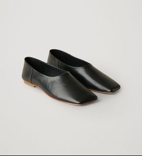 COS Square Toe Leather Ballerina Shoes