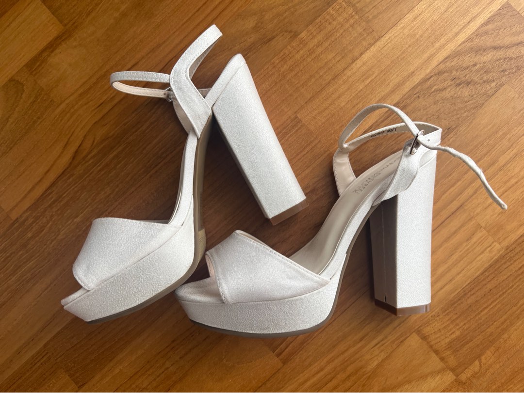 David s Bridal Dyeable Matt Satin White Platform Sandals Women s