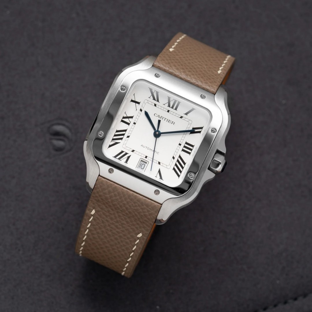 Delugs Cartier Santos Large Epsom Taupe Strap 115/70 M Size Watch Strap ...