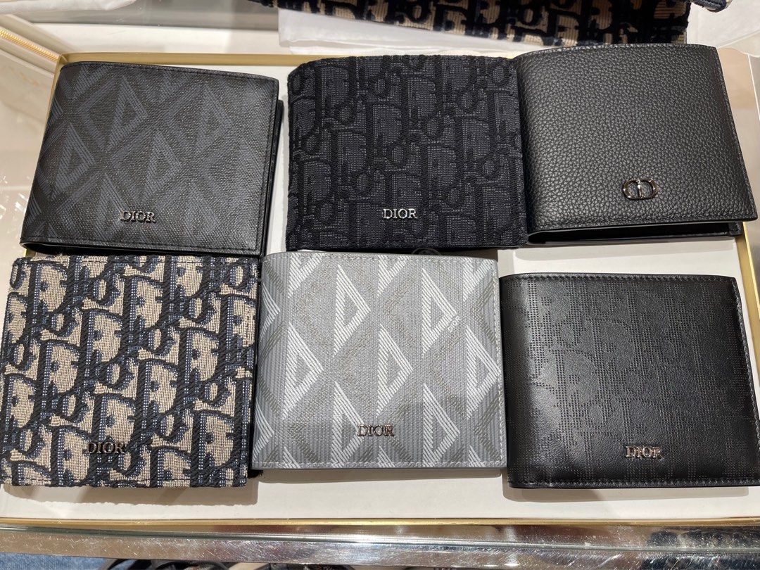 Dior Compact Wallet Oblique Jacquard Black in Leather with Silvertone  US
