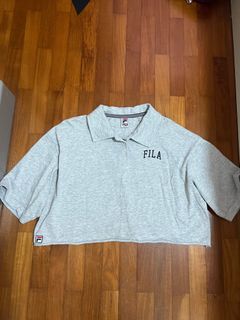 Fila embroidered thrifted collared crop top