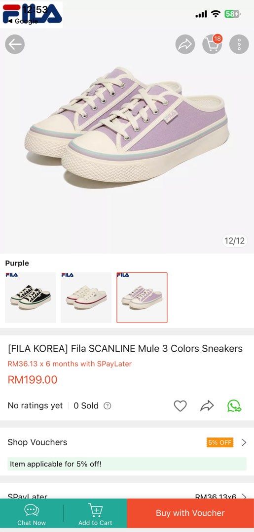 [FILA KOREA] Fila SCANLINE Mule Sneakers size 25