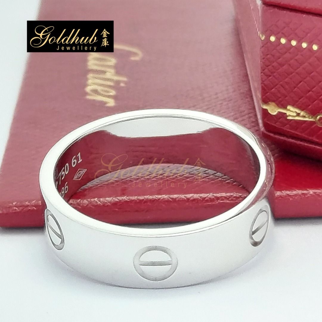 RELOCATION SALES Full set EU Size 61 18k Pre loved Cartier LOVE Ring in White Gold With Box and Certificate GR00429 Luxury Accessories on Carousell