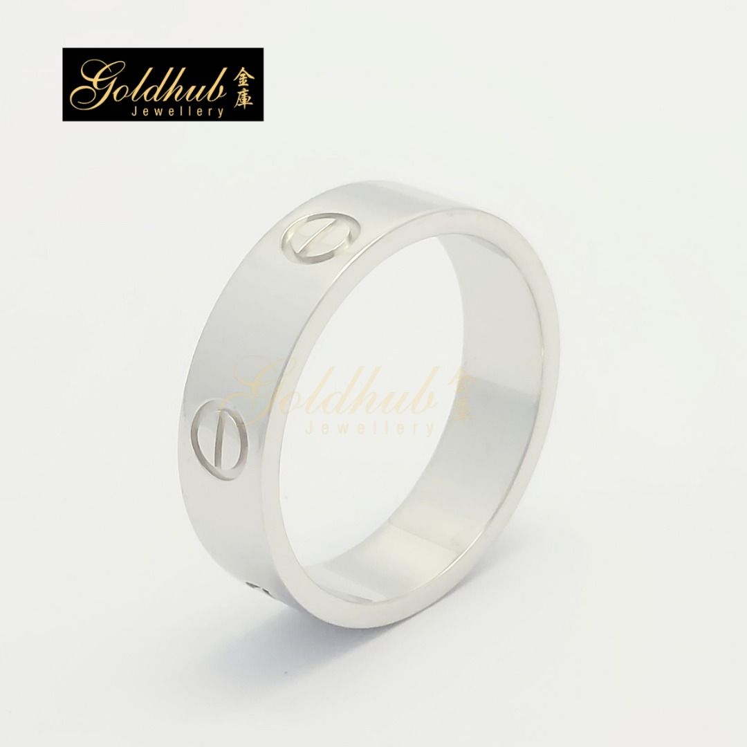 RELOCATION SALES Full set EU Size 61 18k Pre loved Cartier LOVE Ring in White Gold With Box and Certificate GR00429