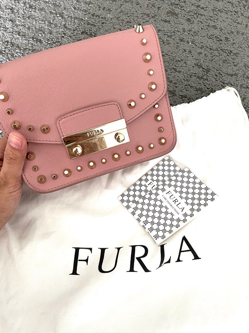Furla julia studded shop leather crossbody bag