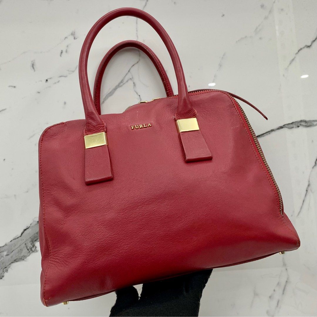 Furla red shop shoulder bag