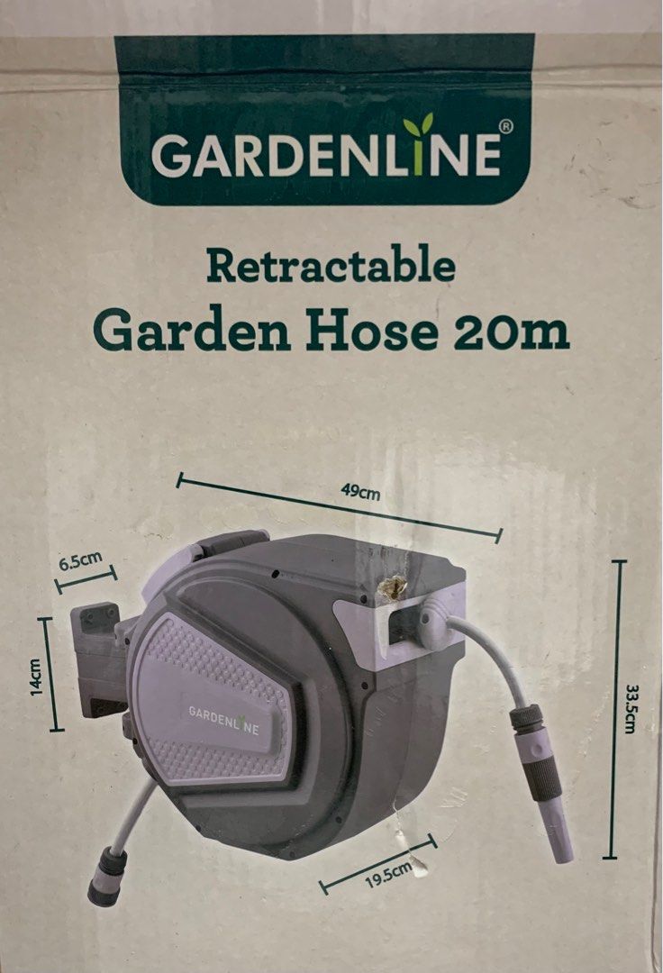 Gardenline Retractable Garden Hose 20m, Furniture & Home Living, Gardening, Gardening Tools