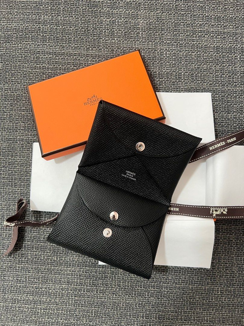 HERMES Calvi Duo Verso Card Holder Craie/ Quebracho - Timeless