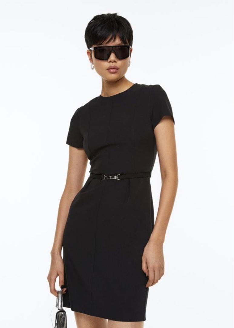 Dress with black belt outlet