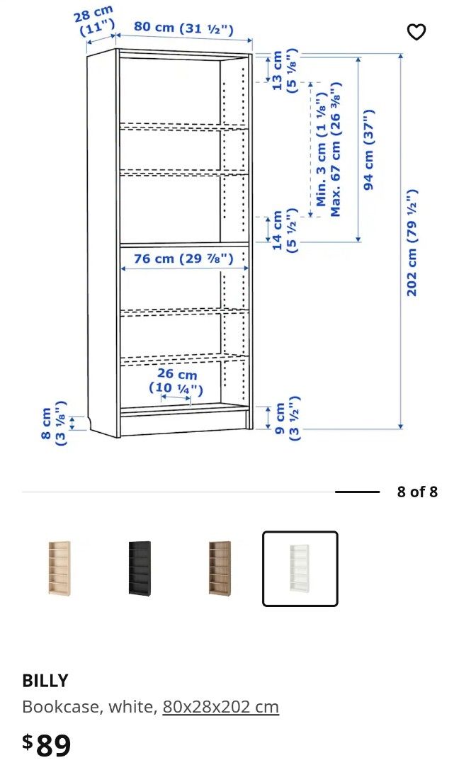 IKEA Billy Bookcase, Furniture & Home Living, Furniture, Shelves