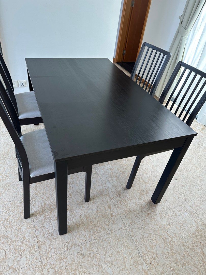 IKEA Black Dining Table, Furniture & Home Living, Furniture, Tables