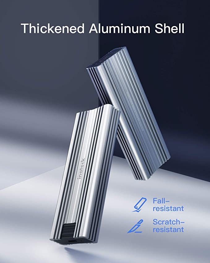 Inateck M.2 NVMe Enclosure, USB 3.2 Gen 2 with 10Gbps Transmission, M.2 SATA and NVMe SSD