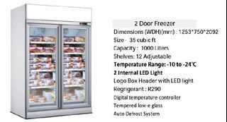 Infinite Cool by Unimagna 35 cu ft Two Door Upright Glass Bottom Compressor Freezer with Digital Temperature Controller For Sale