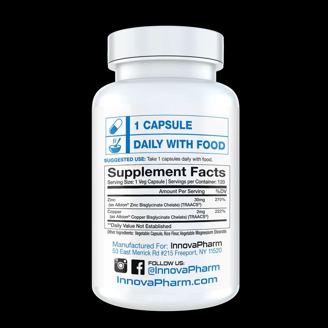 INNOVAPHARM ZINC CHELATE + COPPER CHELATE (120 VEGGIE CAPSULES), Health