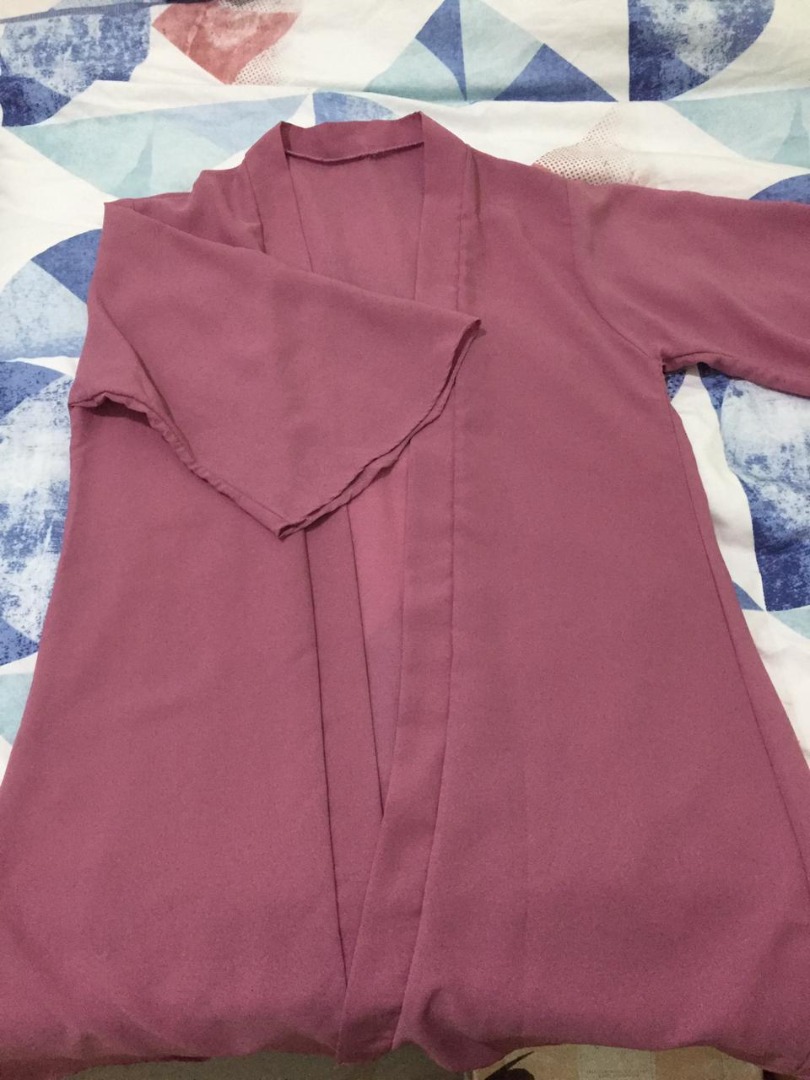 Kimono Outer Dusty Pink, Fesyen Wanita, Pakaian Wanita, Baju Luaran di ...