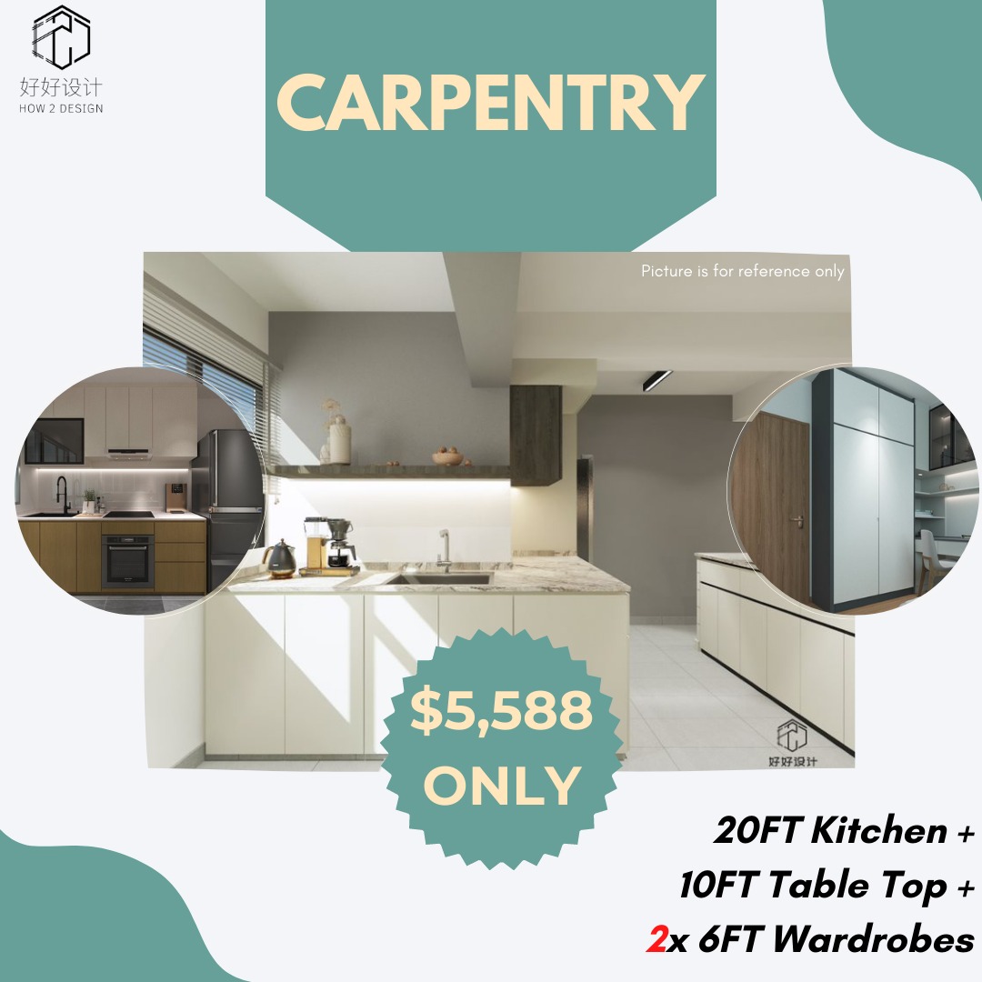 (Direct Factory Rate) Custom Carpentry Cabinets Bundles Kitchen + Table ...