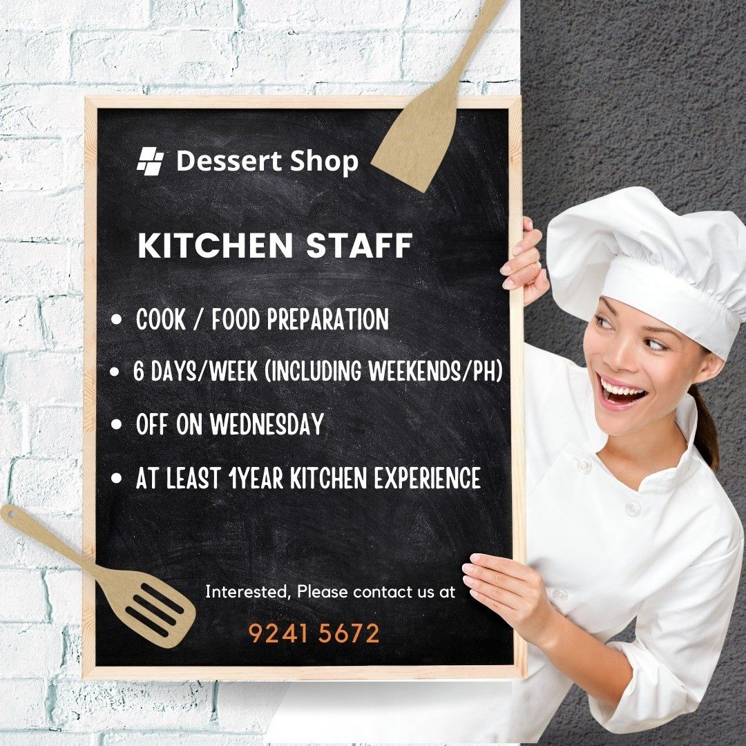 Kitchen staff, Jobs, Hospitality, F&B on Carousell