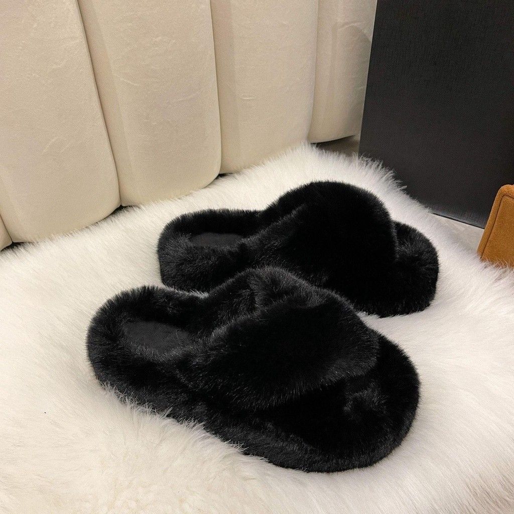 Furry Platform Slippers