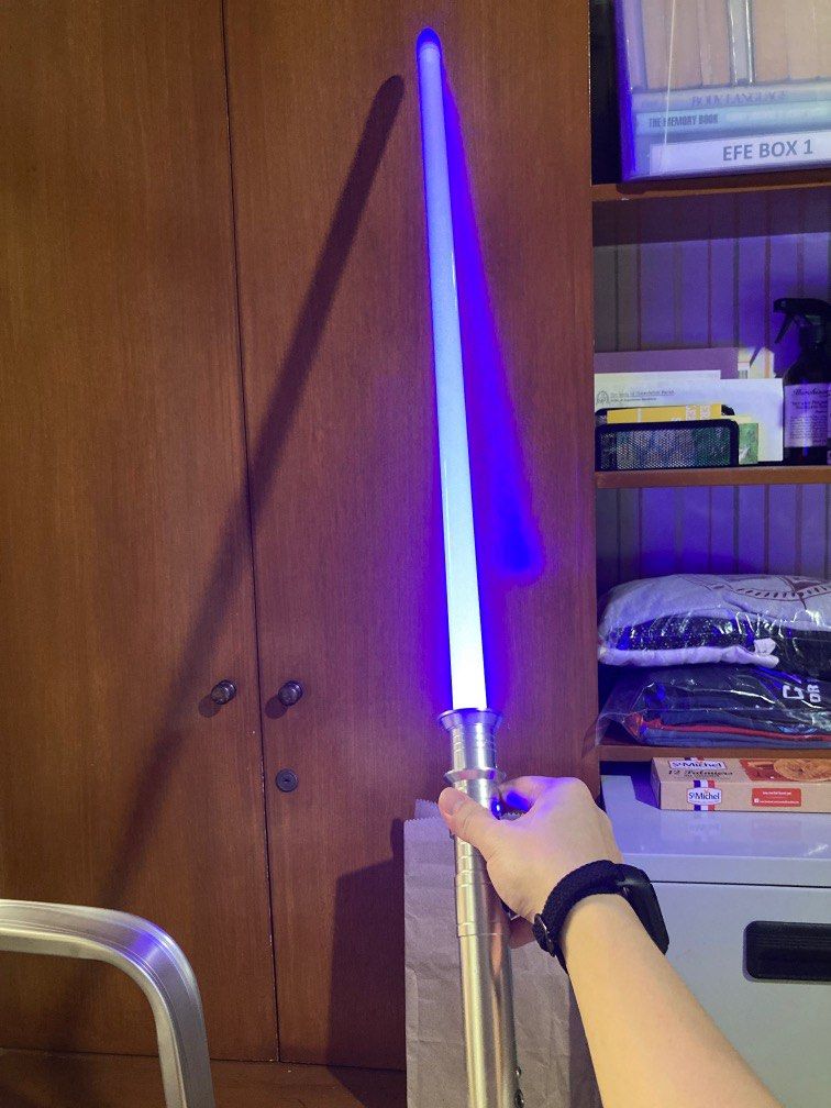 Lightsaber with Sound (Category: Action & Battle Toys) located in Quezon City. Submitted by jtfesqui (Listing ID 1230981964, Image 1). Description: Lightsaber from Saber Sentry With sounds Silent mode, Flash on Clash, Battle sounds With charging cord Pickup from my house Payment via GCash or Cash on Pickup .