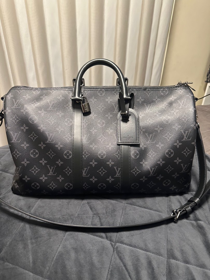 Authentic Louis Vuitton Monogram Eclipse Keepall Bandoulière 45