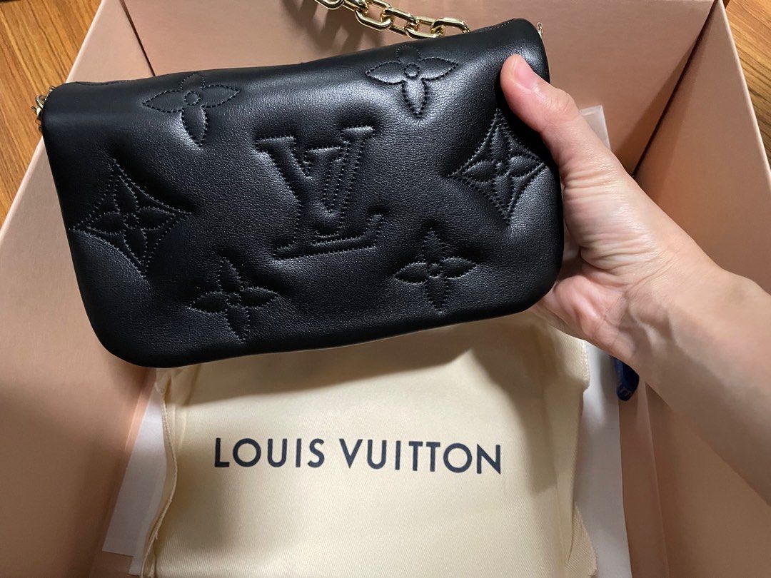 Louis Vuitton Wallet On Strap Bubblegram Black M81398 20x12x6cm