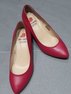 Low-heel MIKAELA leather shoes in fuschia pink, EU36
