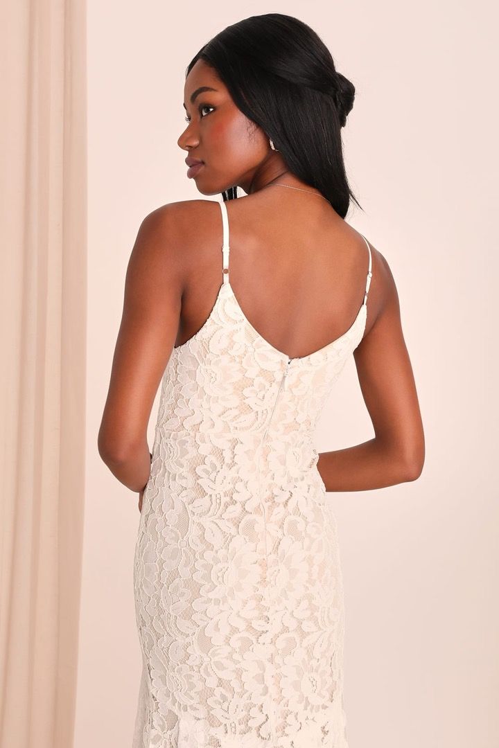 Lulus Bridal Flynn White Lace Maxi Dress