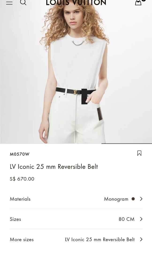 Iconic LV 25mm reversible belt, Luxury, Accessories on Carousell