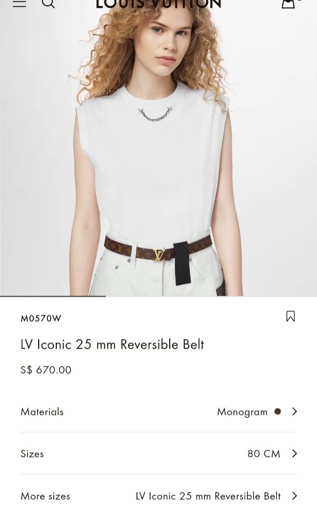 Louis Vuitton LV Iconic Belt Reverse Monogram Canvas Medium 80 Brown
