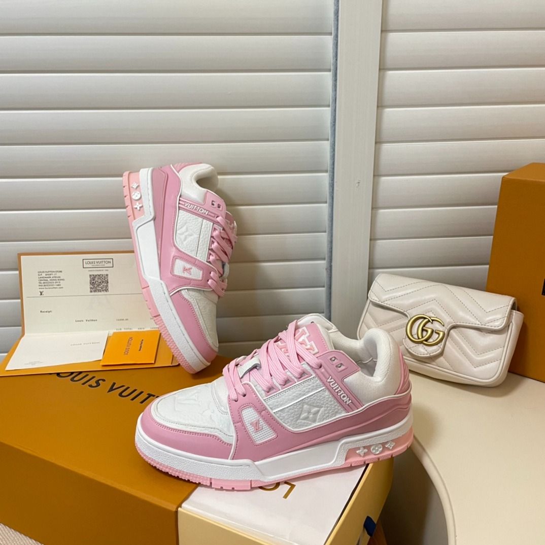 Louis vuitton white and pink sneakers new arrivals
