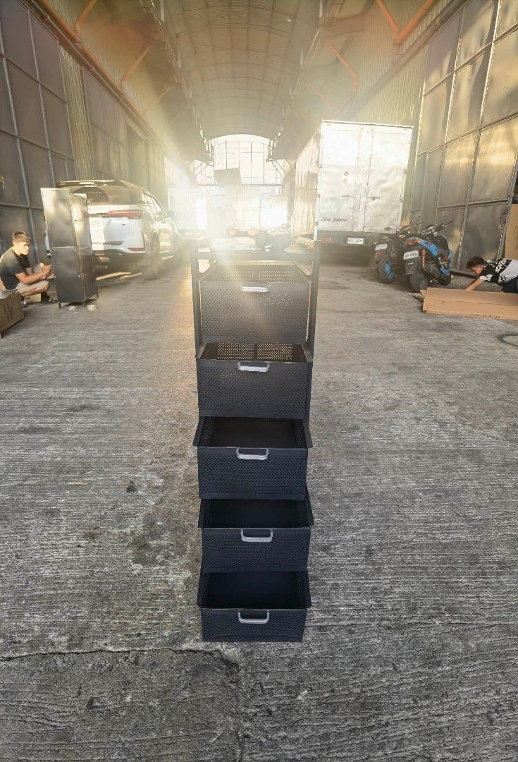 Metal kitche storage rack (Category: Storage Boxes & Baskets) located in Manila. Submitted by minidivisoria (Listing ID 1231082621, Image 1). Description: 2,250 H-95cm W-30cm L-40cm Metal kitchen storage rack with wheels available color: black/white 5layer.