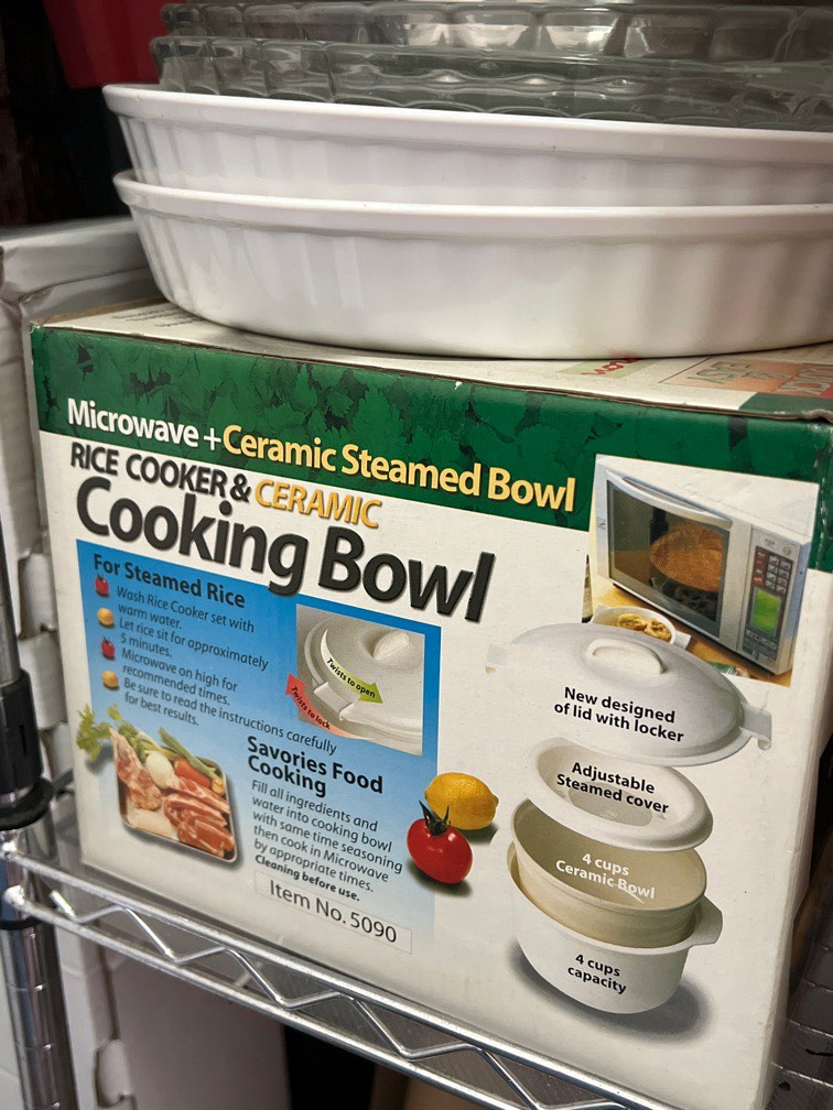 Microwave rice cooker + ceramic steam bowl, TV & Home Appliances