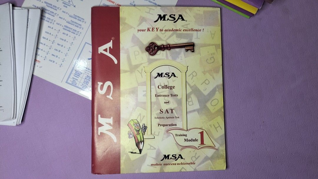 MSA College and SAT Reviewer (Category: Textbooks) located in Antipolo. Submitted by trish.0811 (Listing ID 1230914490, Image 2). Description: Quality: 8.5/10, covers are a bit faded but the text and paper inside is still in mint condition, some pencil marks for answers Inclusions: • 7 module books of practice tests • Answer Key • Trigonometric Function & Identity Card • Math Formula Booklet • Comprehensive English Handbook 🎉PRICE IS NEGOTIABLE.