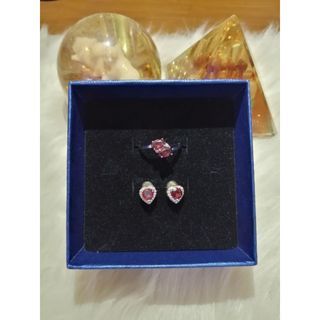 Natural Red Garnet Ring & Earrings in Pure 925 Silver with Certification