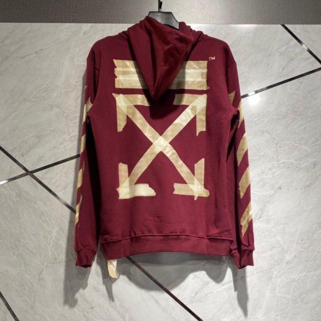 ngo authentic Off White tape arrow maroon hoodie