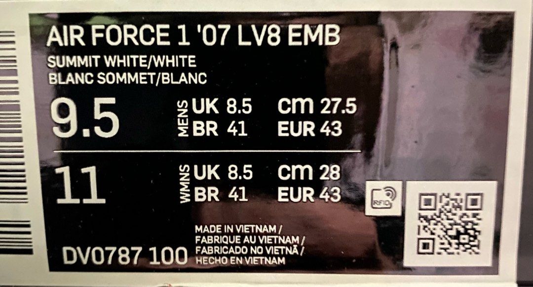 Nike Air Force 1 07 LV8 EMB Summit White DV0787-100