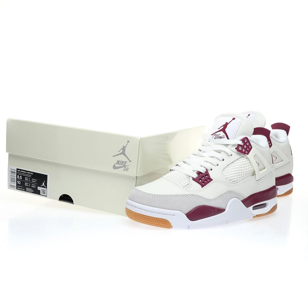 Purple and white jordan 4 sale
