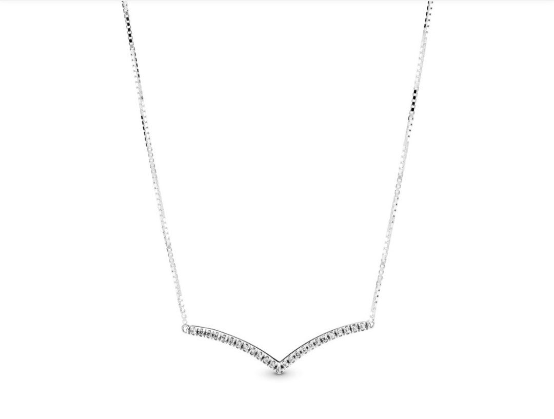 Pandora Sparkling Wishbone Necklace