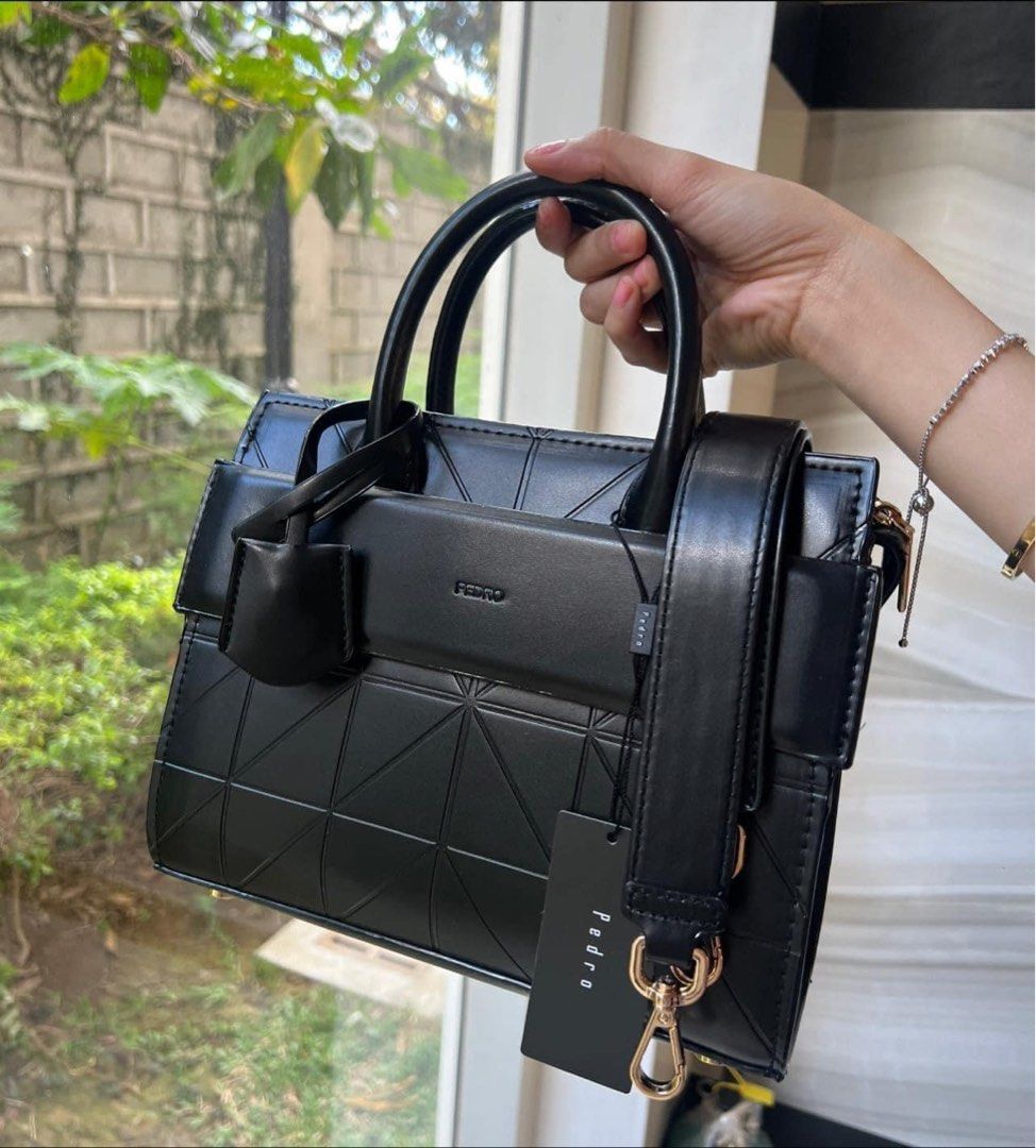 Pedro Tote Handbag/Sling Bag In Black-White, Women's Fashion, Bags