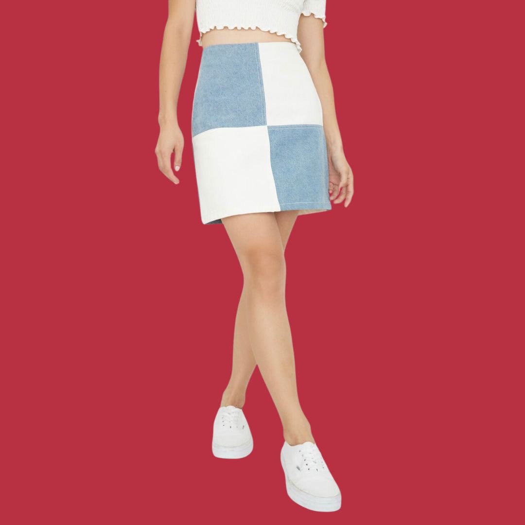 Pomelo patchwork denim skirt, Women's Fashion, Bottoms, Skirts on Carousell