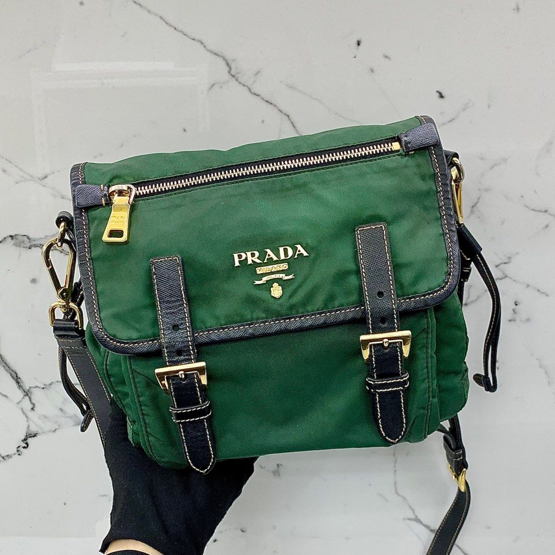 PRADA GREEN NYLON MESSENGER BAG 237014198 KM Luxury Bags Wallets on Carousell