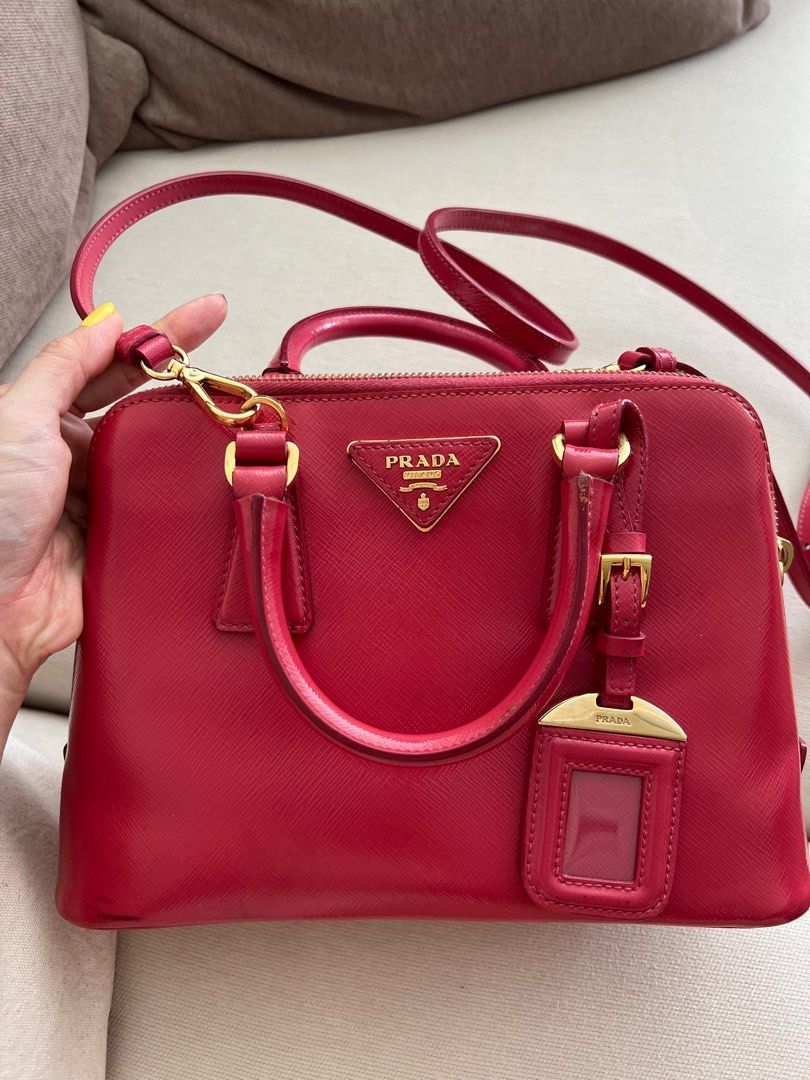 Prada Mini Saffiano Promenade Bag, Pink (Peonia)