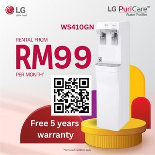 (RM99 Monthly) LG PuriCare™ Water Purifier Slim Stand Tankless Water dispenser Commercial Penapis Air WS410GN
