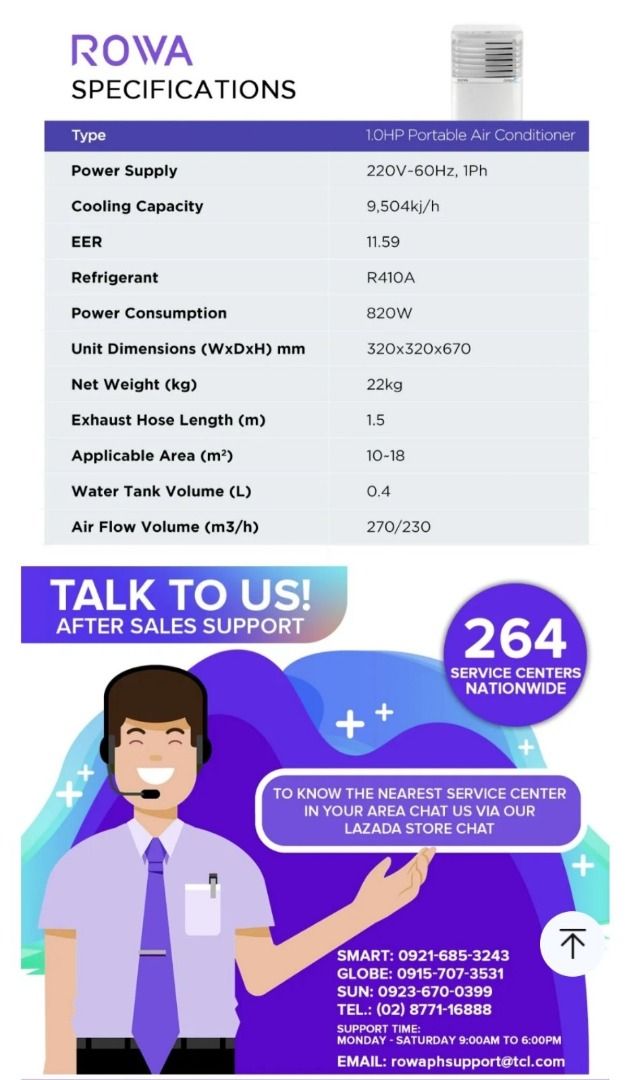 ROWA 1.0 HP Portable AirConditioner / Aircon with Freebies