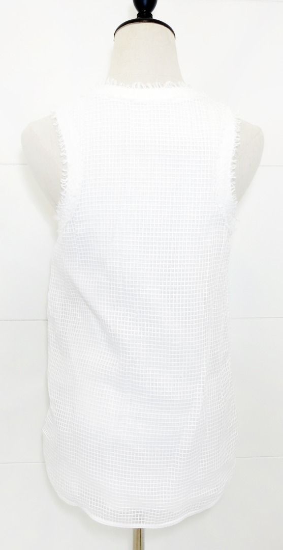 SACAI White Cotton Knit Mesh Layered Beware It's Everywhere Print